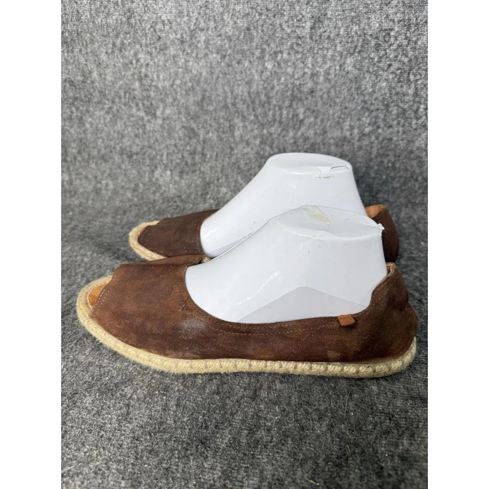 Verbenas Cruz Espadrille Shoes Womens Size 11 Brown Leather Slip On Flat Spain